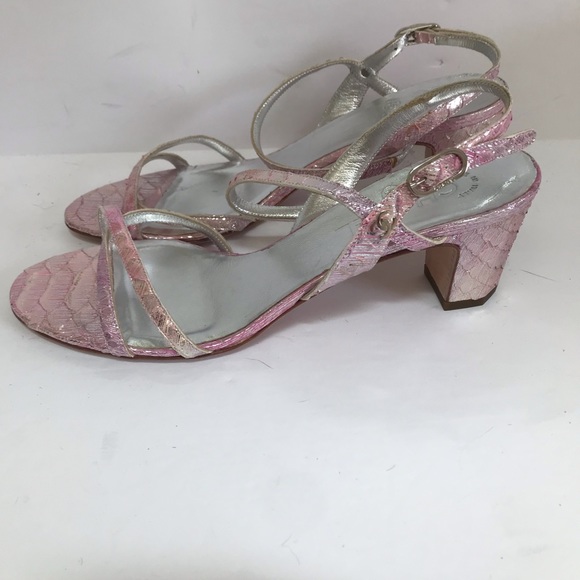 Chanel Link Metallic Python Sandals szEU 40 New - Picture 2 of 6